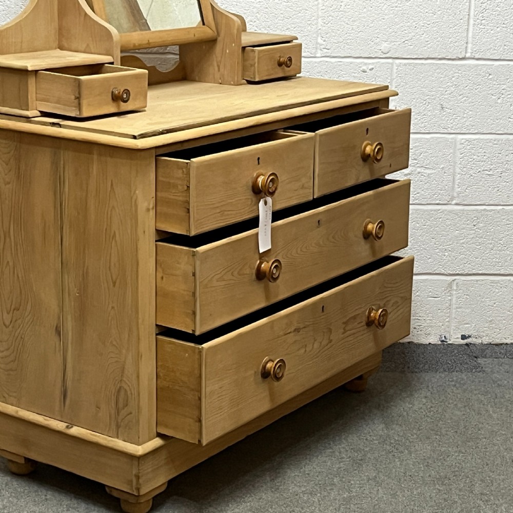 Large Edwardian Pine Dressing Chest With Swivel Mirror View VI