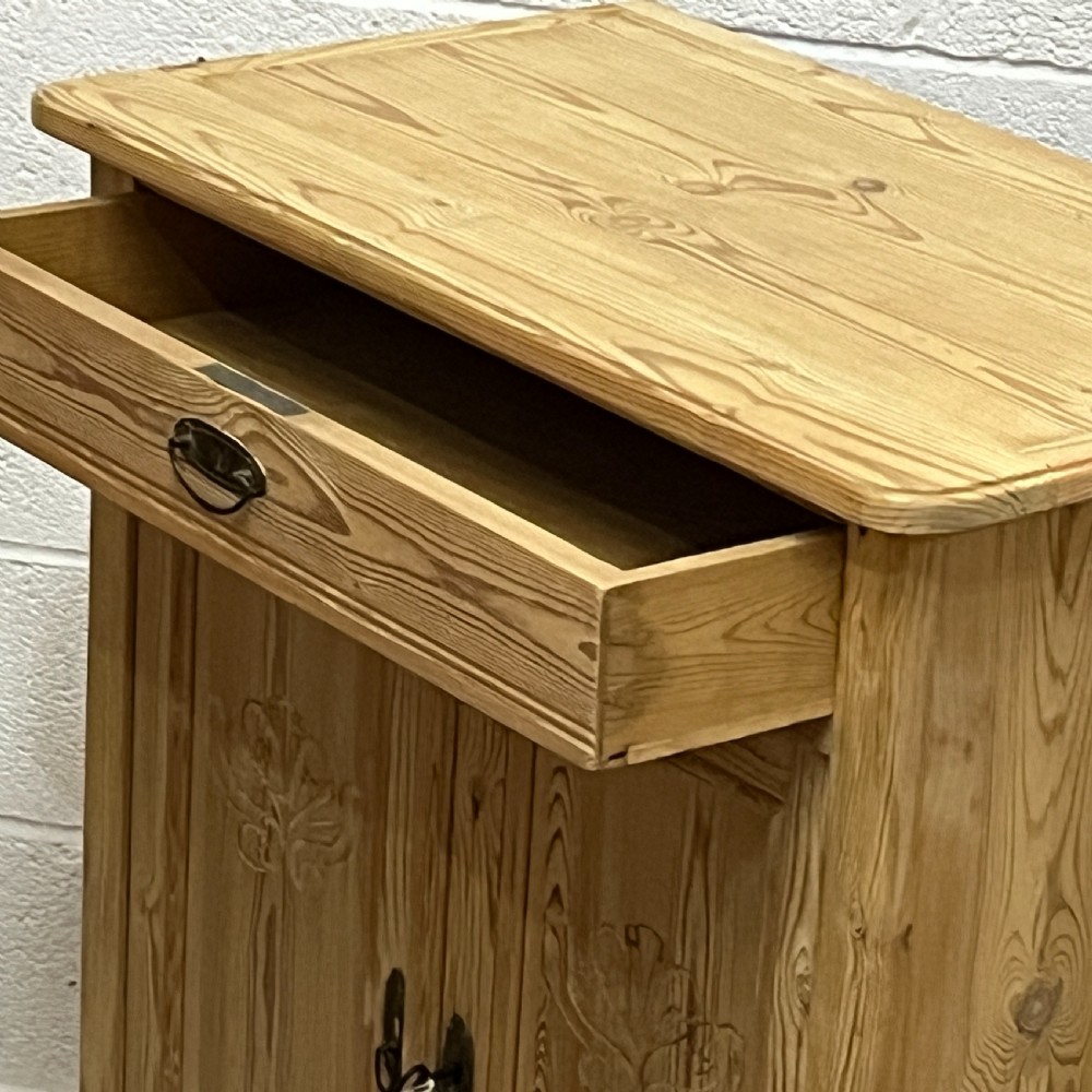 Small Antique Pine 2 Door Cupboard With Top Drawer View VI