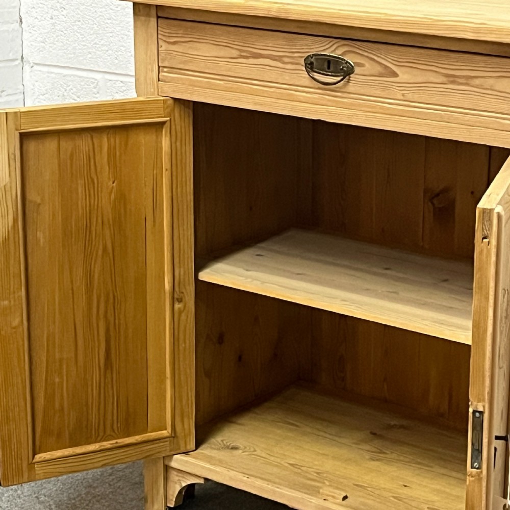 Small Antique Pine 2 Door Cupboard With Top Drawer View VIII