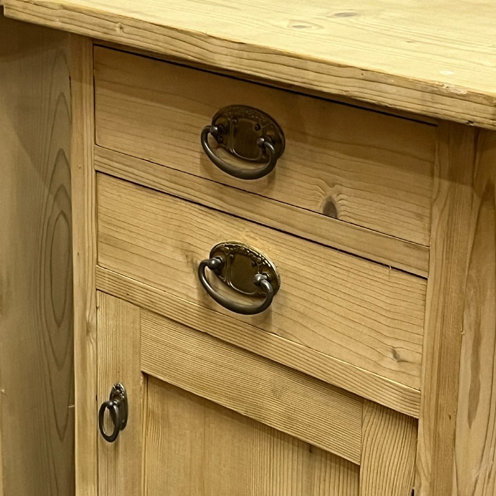 Pair Of Large Twin Drawer Antique Pine Bedside Cupboards View VI