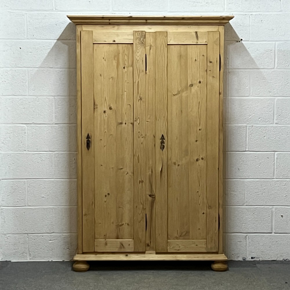Large Antique Pine Cupboard with Two Doors and Shelves