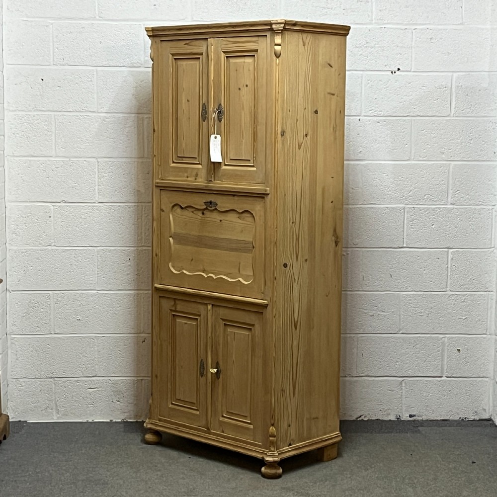 Tall Old Pine Post Office Cupboard With Writing Slope  View III