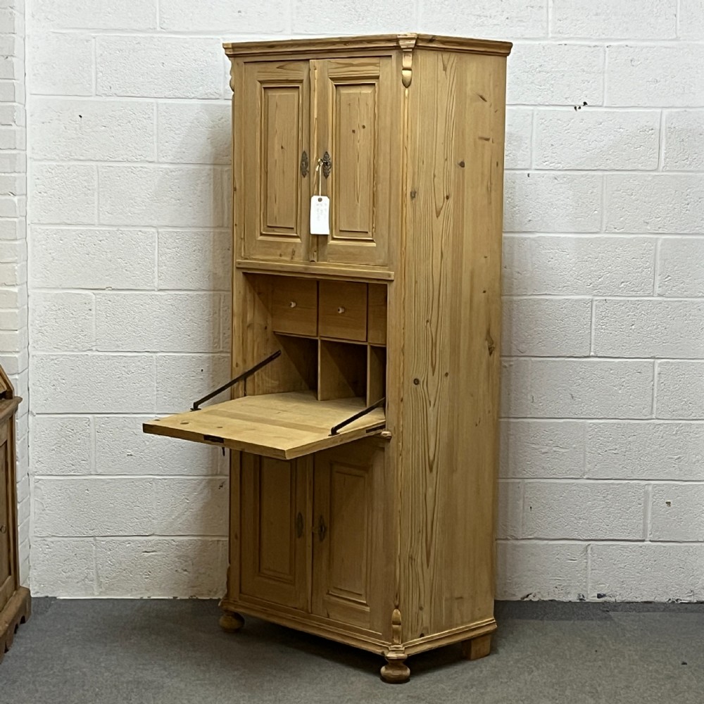 Tall Old Pine Post Office Cupboard With Writing Slope  View IV