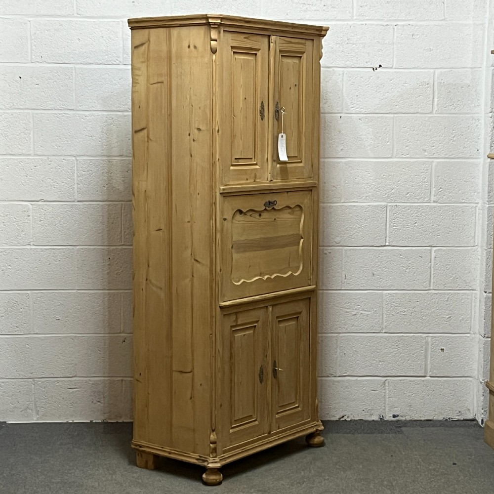 Tall Old Pine Post Office Cupboard With Writing Slope  View V
