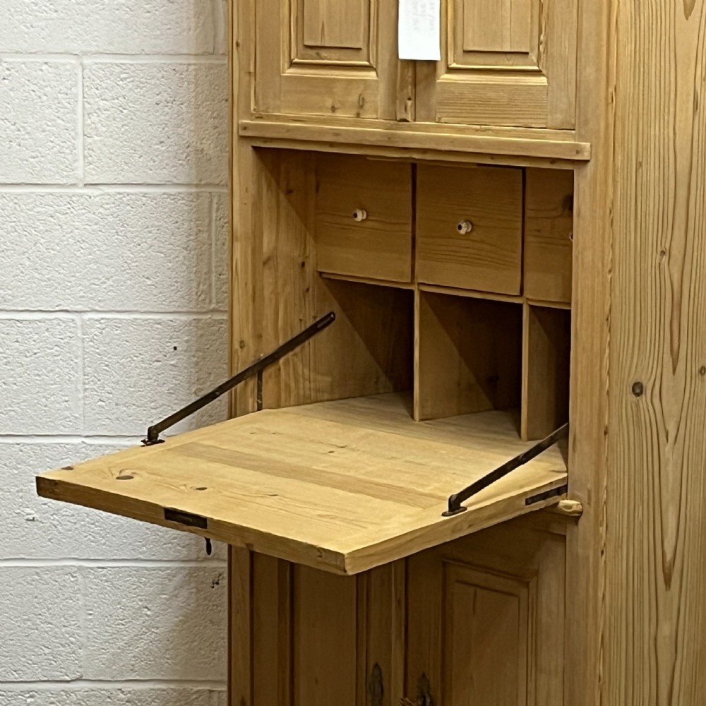 Tall Old Pine Post Office Cupboard With Writing Slope  View IX