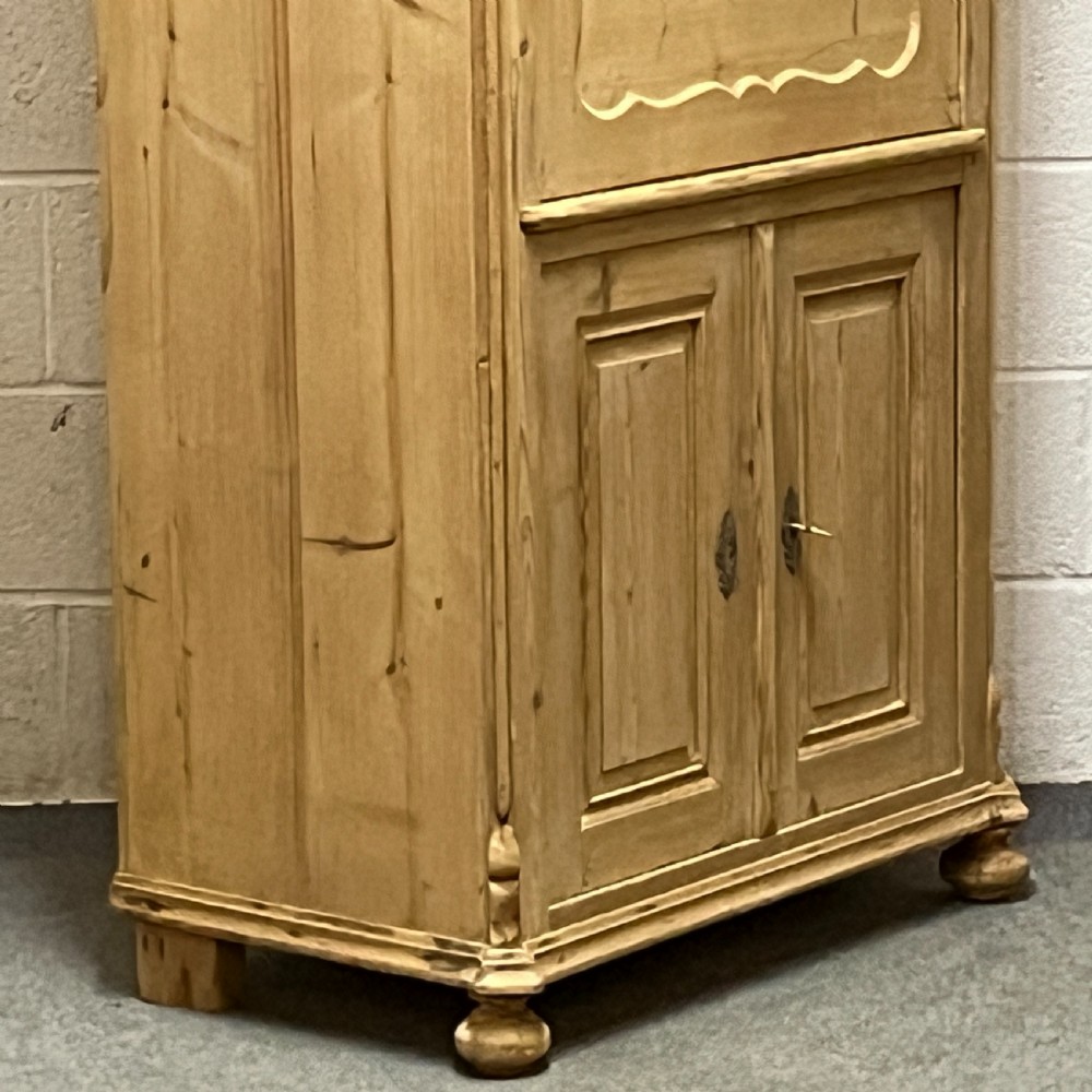 Tall Old Pine Post Office Cupboard With Writing Slope  View X