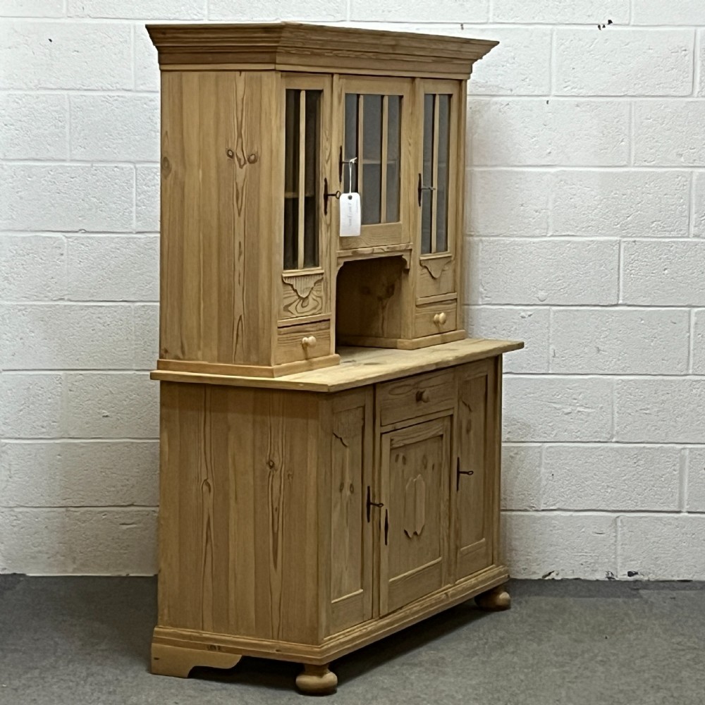 East German 1930s Pine Dresser with Partial Glazing View III