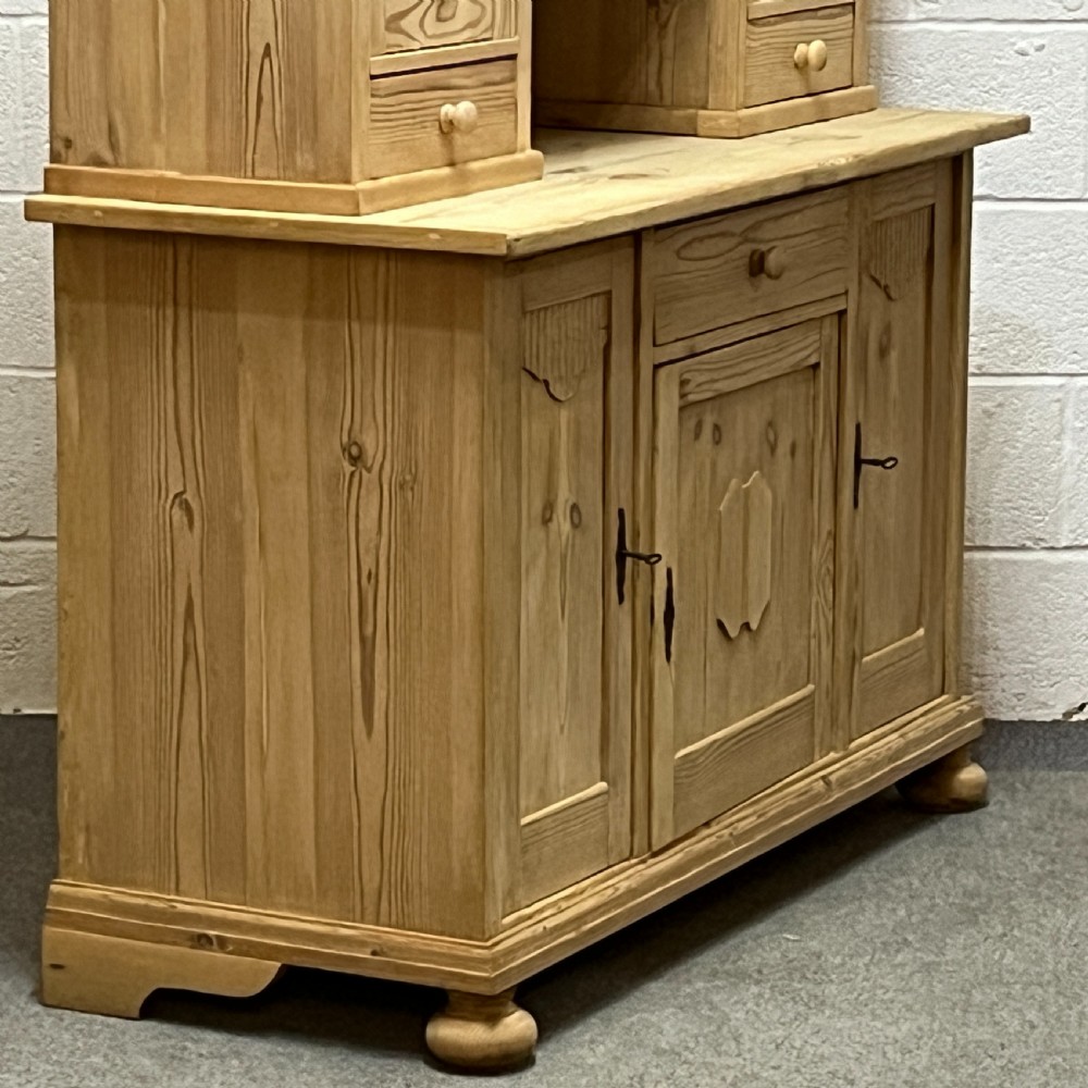 East German 1930s Pine Dresser with Partial Glazing View V