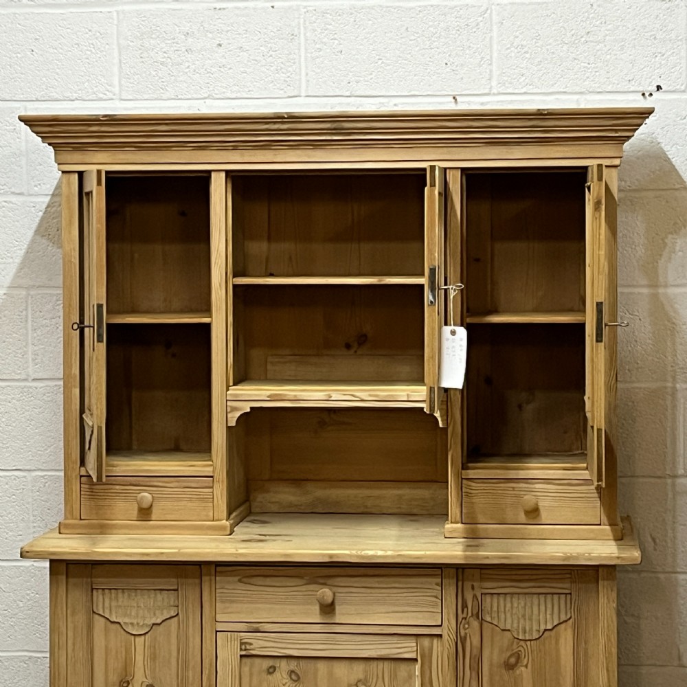 East German 1930s Pine Dresser with Partial Glazing View VI