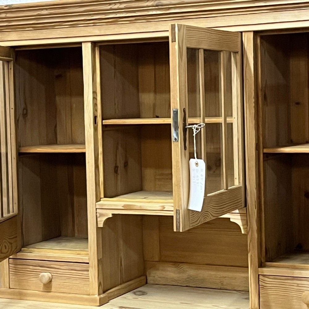 East German 1930s Pine Dresser with Partial Glazing View VII