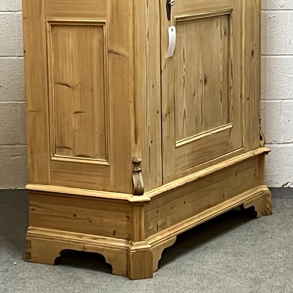 Antique Pine Wardrobe with Single Door and Ornate Crown View VII