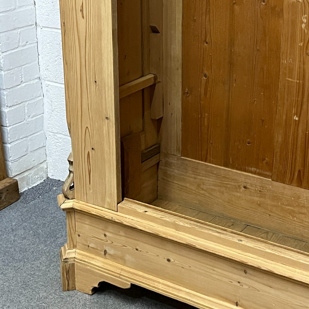 Antique Pine Wardrobe with Single Door and Ornate Crown View IX