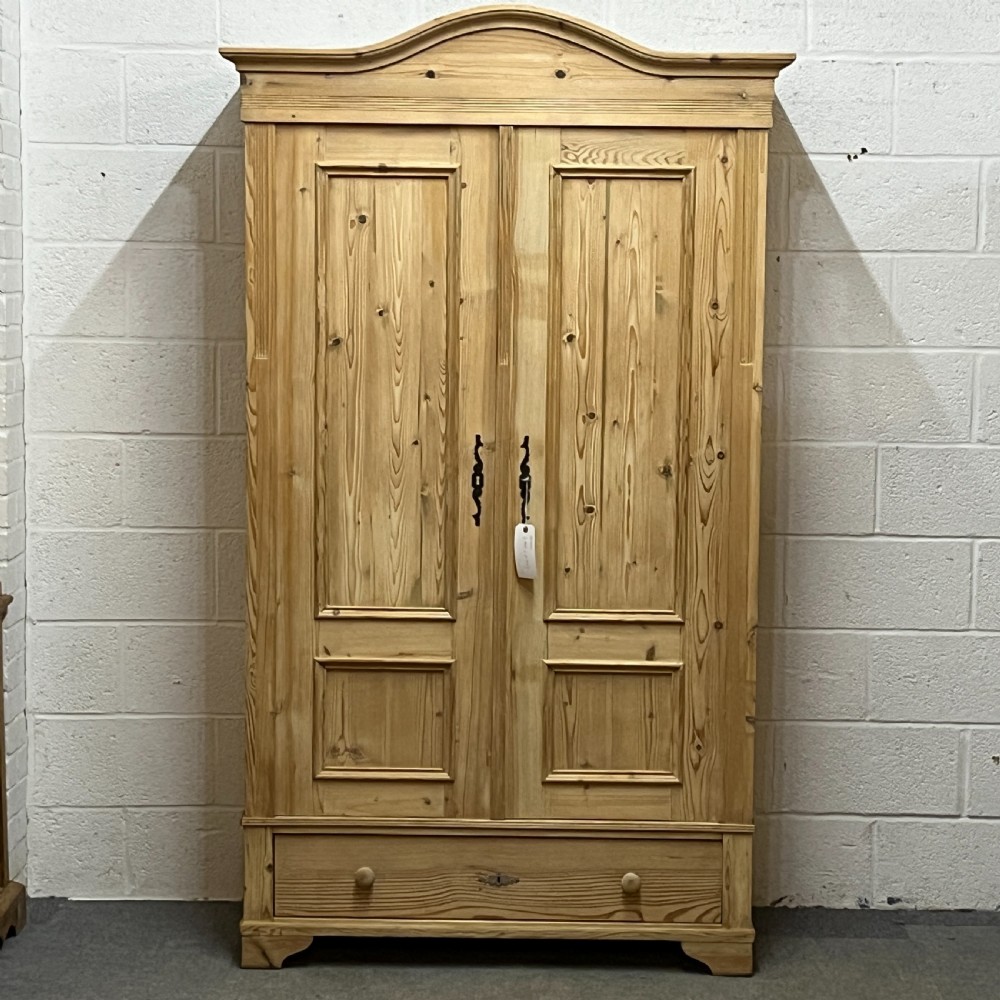 Slim Double Old Pine Wardrobe With Bottom Drawer