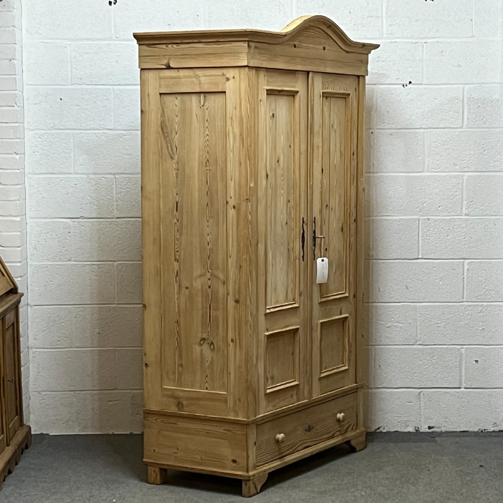 Slim Double Old Pine Wardrobe With Bottom Drawer View II