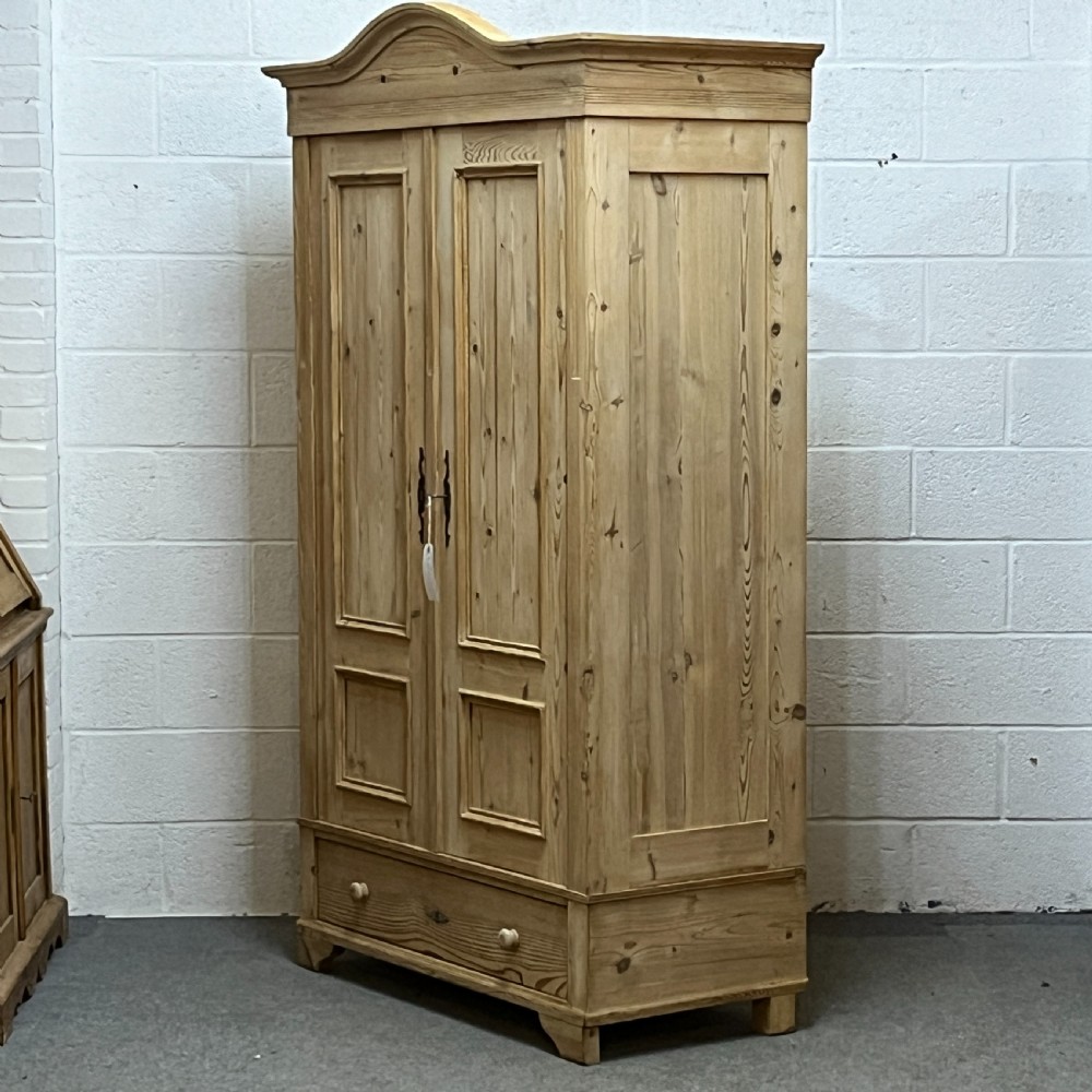 Slim Double Old Pine Wardrobe With Bottom Drawer View III