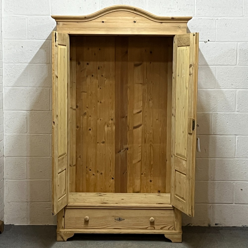 Slim Double Old Pine Wardrobe With Bottom Drawer View IV