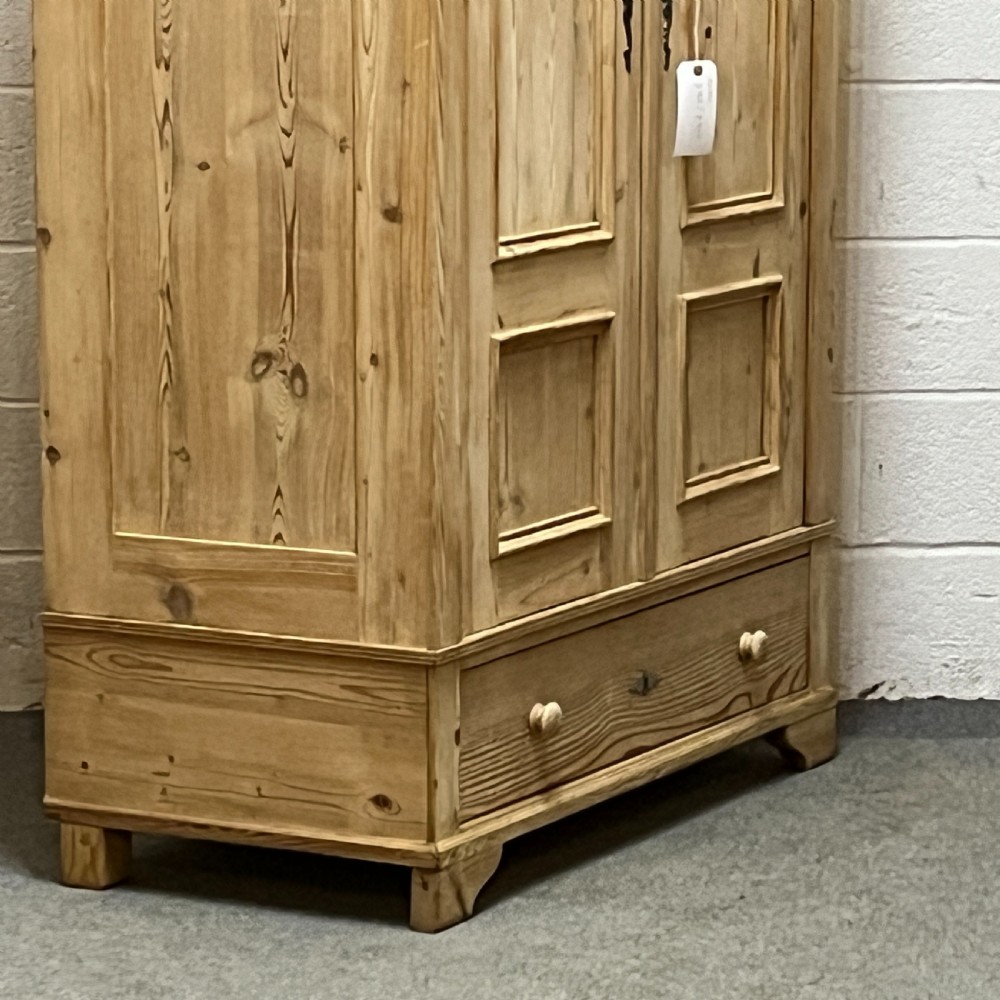 Slim Double Old Pine Wardrobe With Bottom Drawer View V