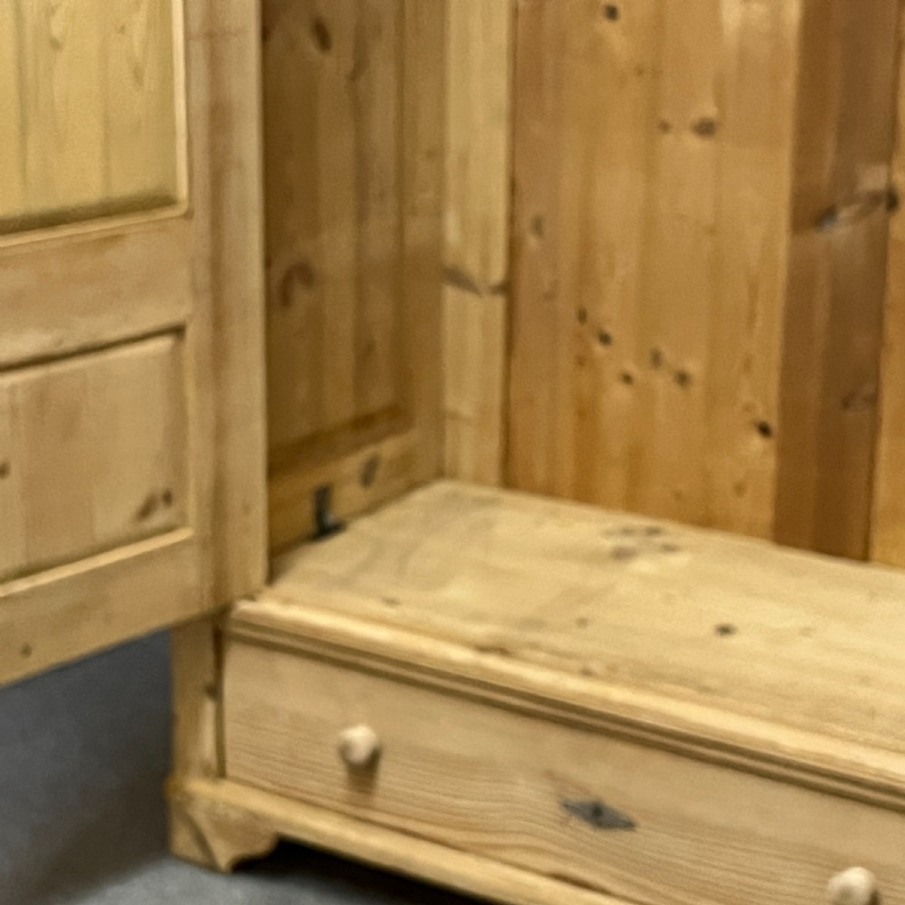 Slim Double Old Pine Wardrobe With Bottom Drawer View VII