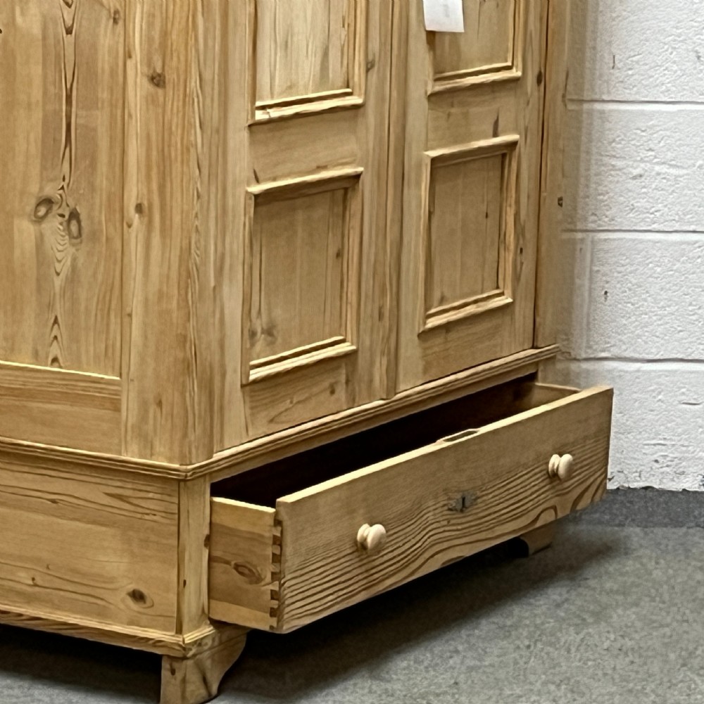 Slim Double Old Pine Wardrobe With Bottom Drawer View VIII