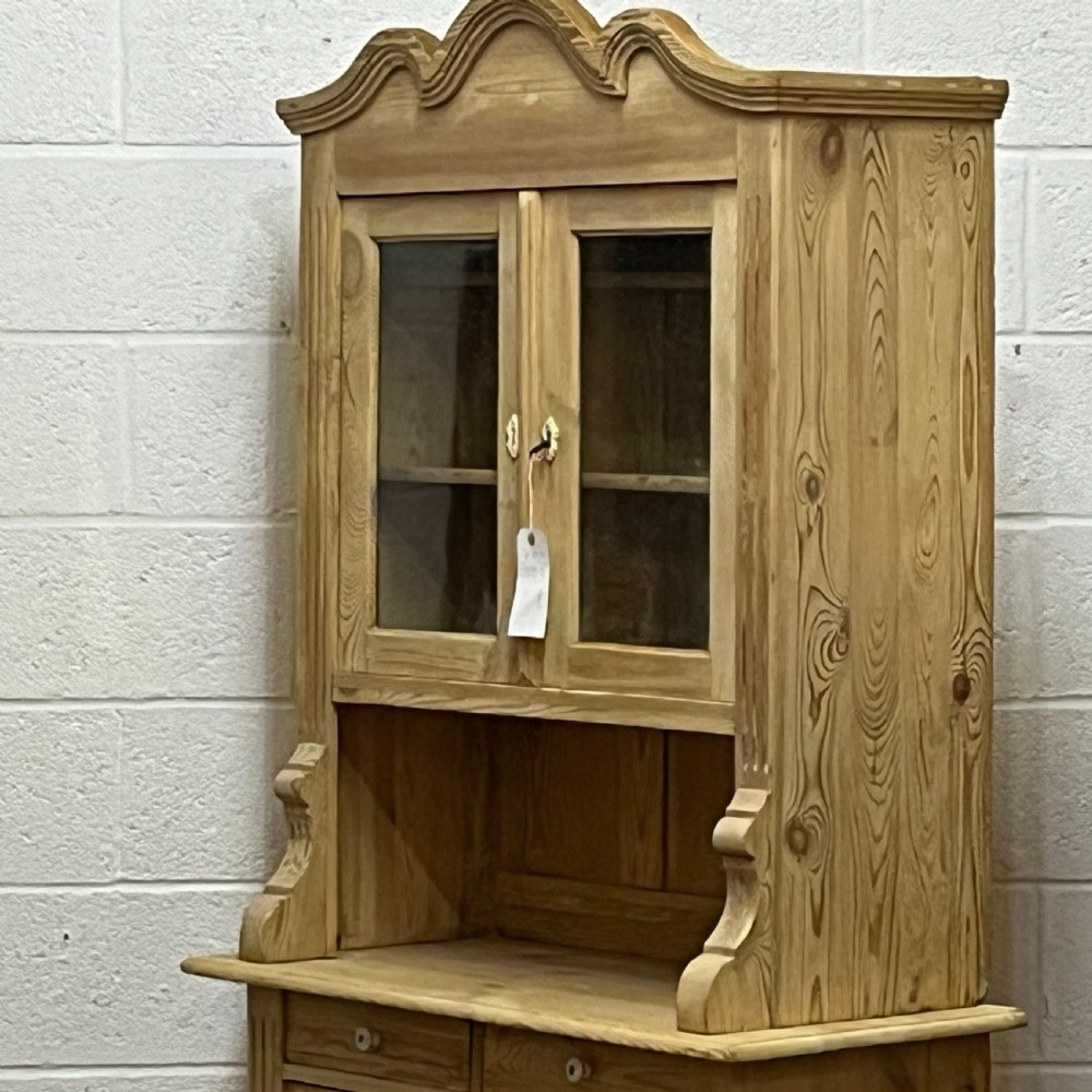 Old Pine Dresser With Glazed Top Doors View IV