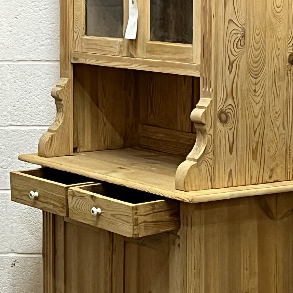 Old Pine Dresser With Glazed Top Doors View VII