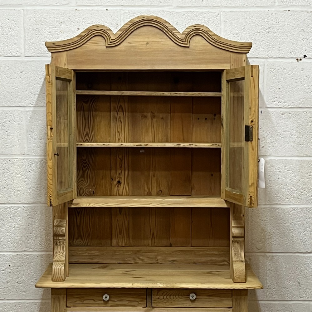 Old Pine Dresser With Glazed Top Doors View IX