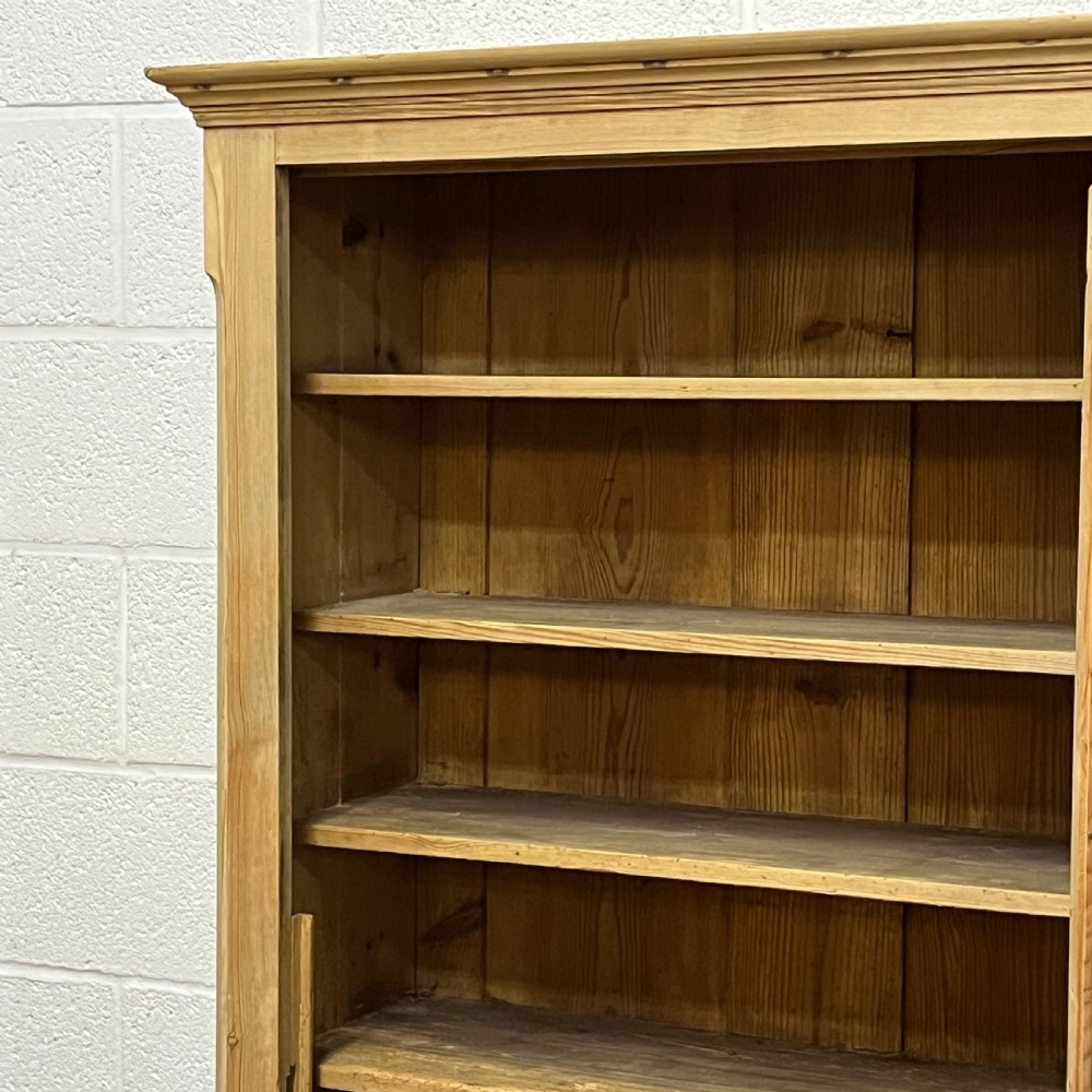 Tall, Slender Old Pine Cupboard With Glazed Door View VII