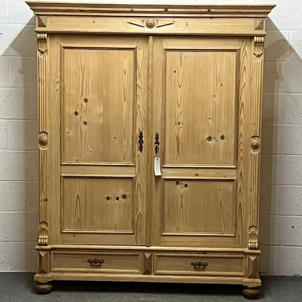 Spacious Double Old Pine Wardrobe with Lower Drawer