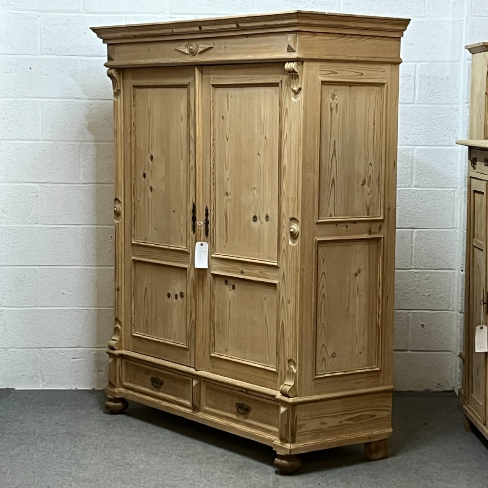 Spacious Double Old Pine Wardrobe with Lower Drawer View II