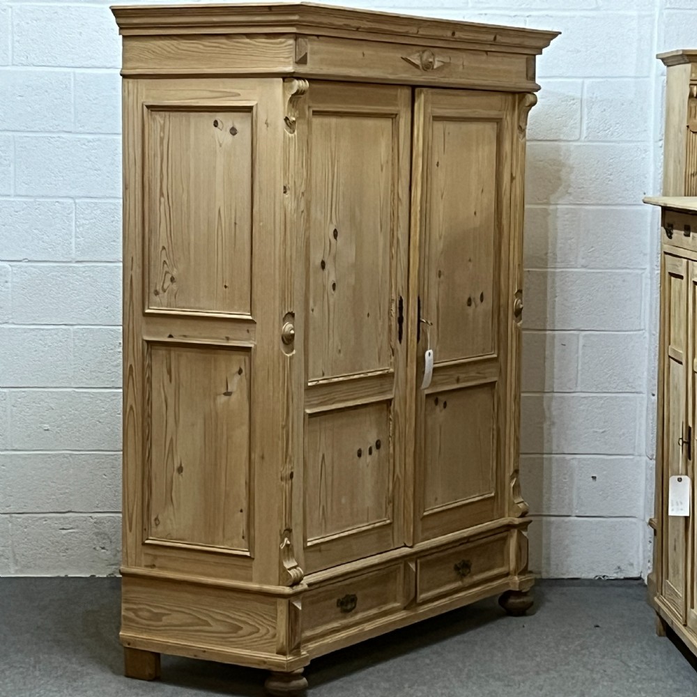 Spacious Double Old Pine Wardrobe with Lower Drawer View III
