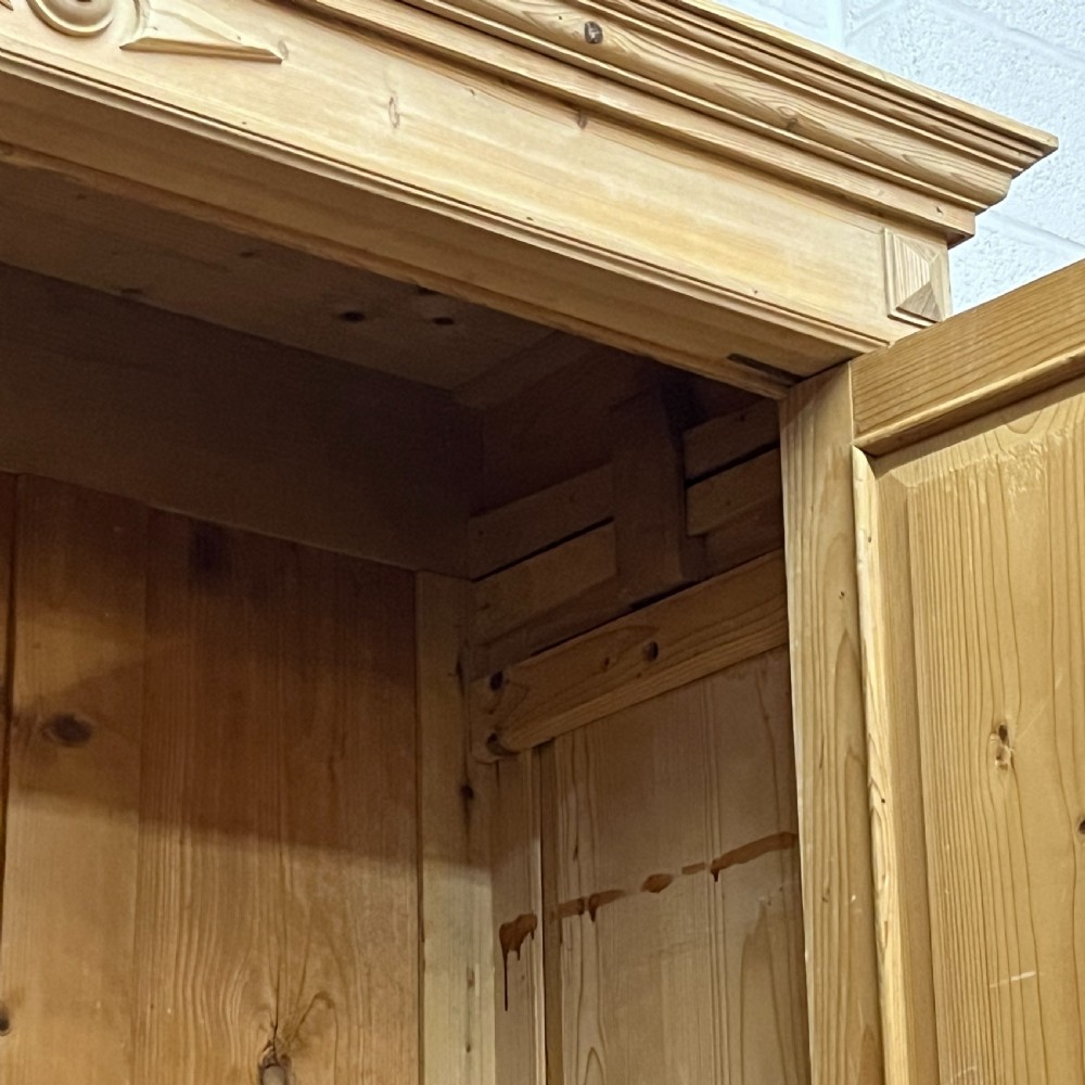Spacious Double Old Pine Wardrobe with Lower Drawer View IX