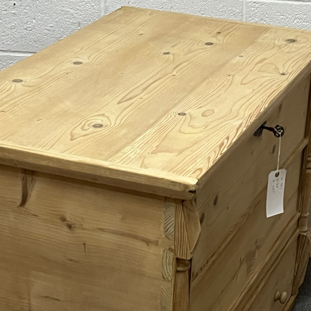 Spacious Old Pine Chest With Hinged Front Flap And Bottom Drawer View VI