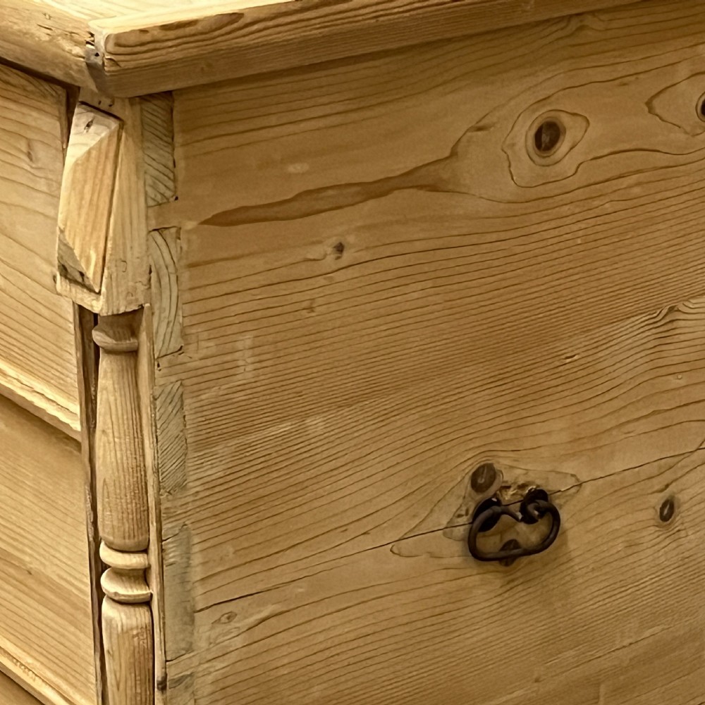 Spacious Old Pine Chest With Hinged Front Flap And Bottom Drawer View IX