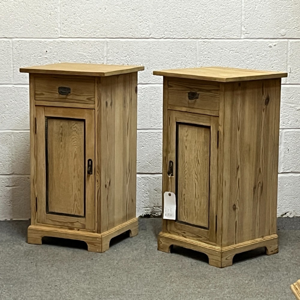 Pair Of East German Antique Pine Bedside Cupboards View IV