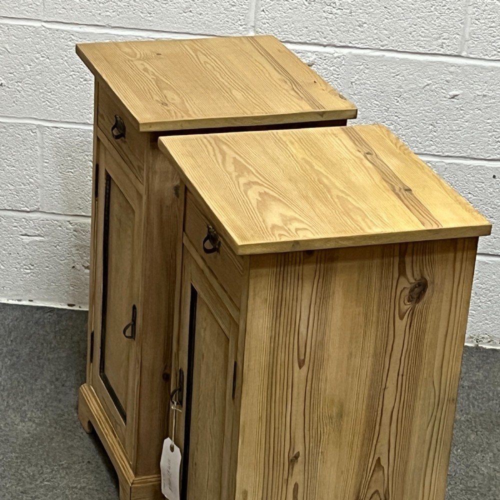 Pair Of East German Antique Pine Bedside Cupboards View VI