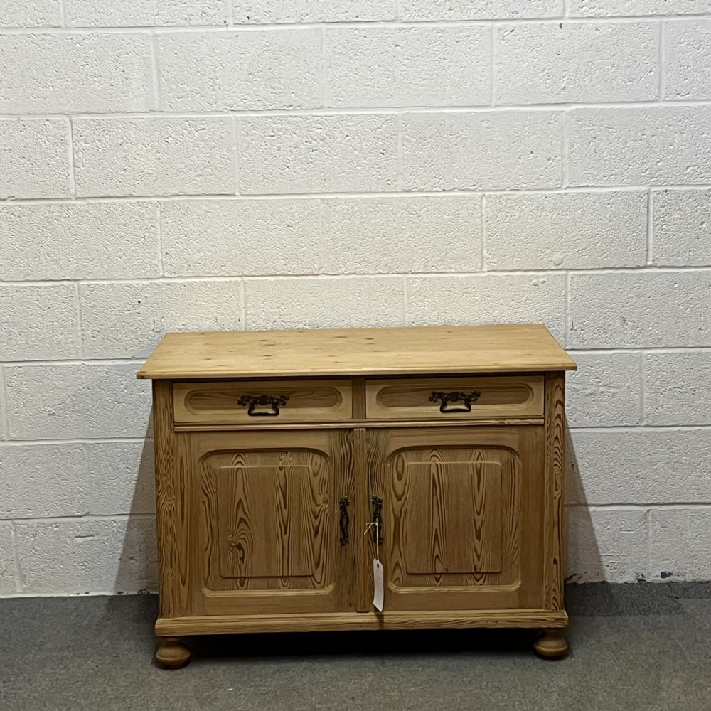 Two Door 1920's Pine Cupboard With Top Drawers