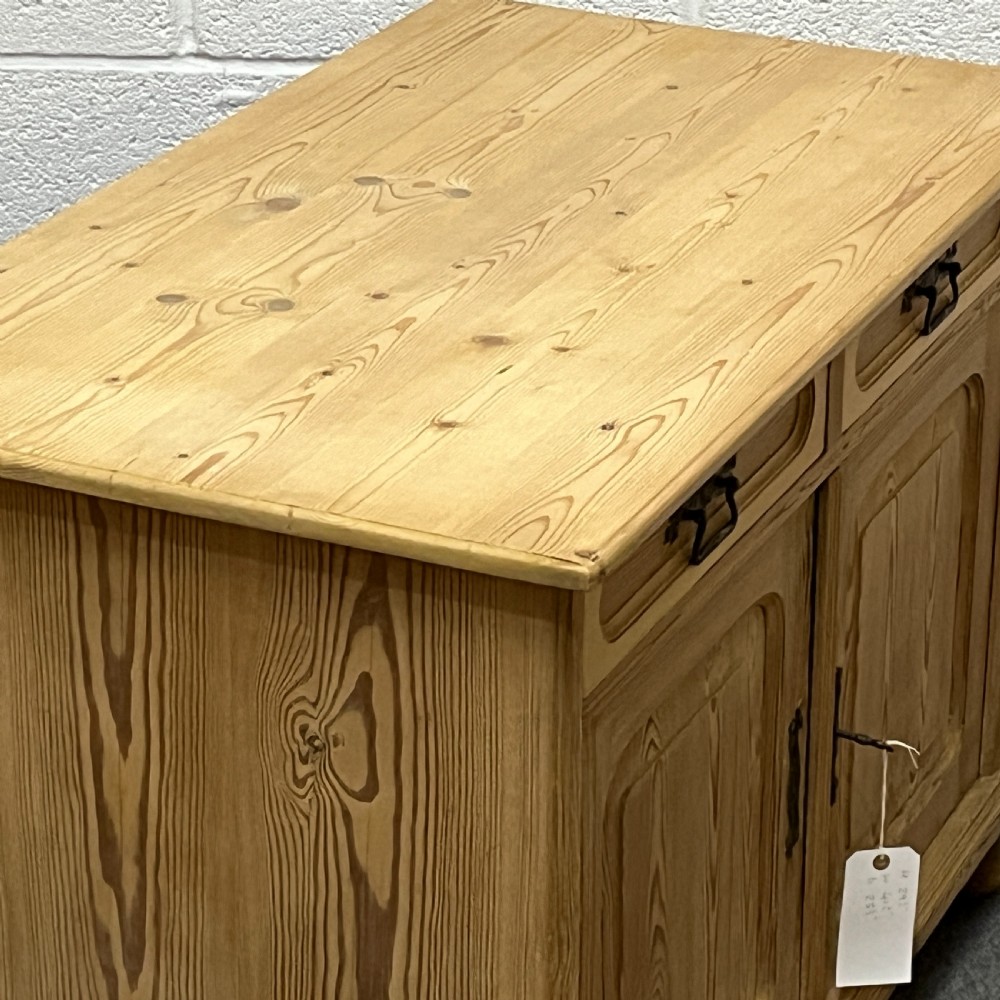 Two Door 1920's Pine Cupboard With Top Drawers View IV