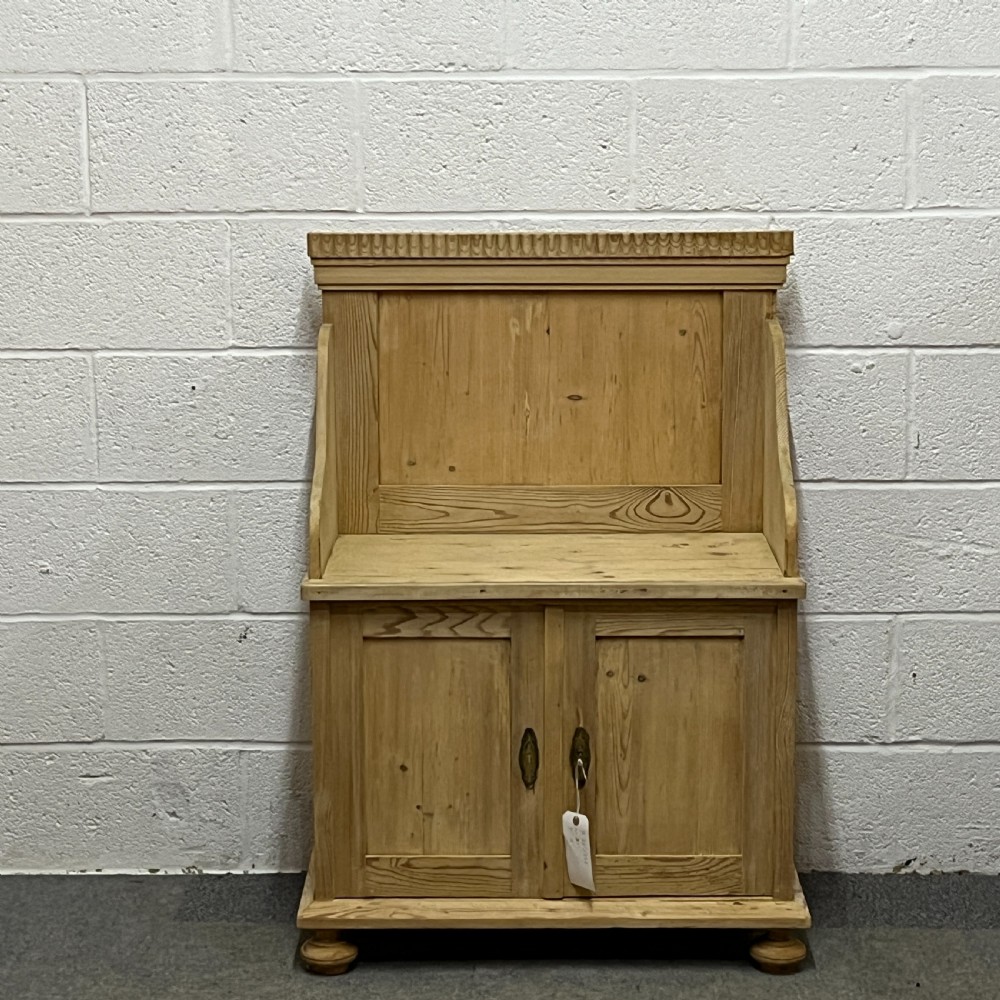 Small Antique Pine Shoe Bench Cupboard