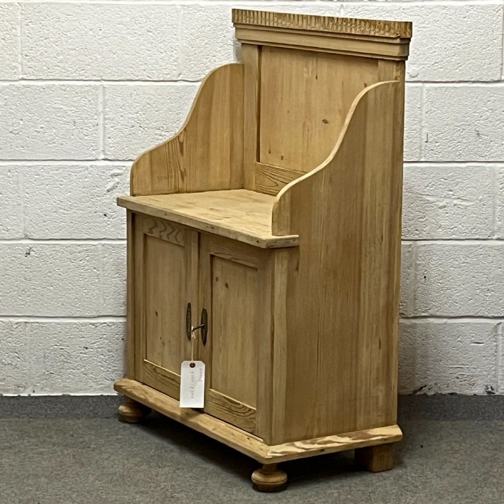 Small Antique Pine Shoe Bench Cupboard View III