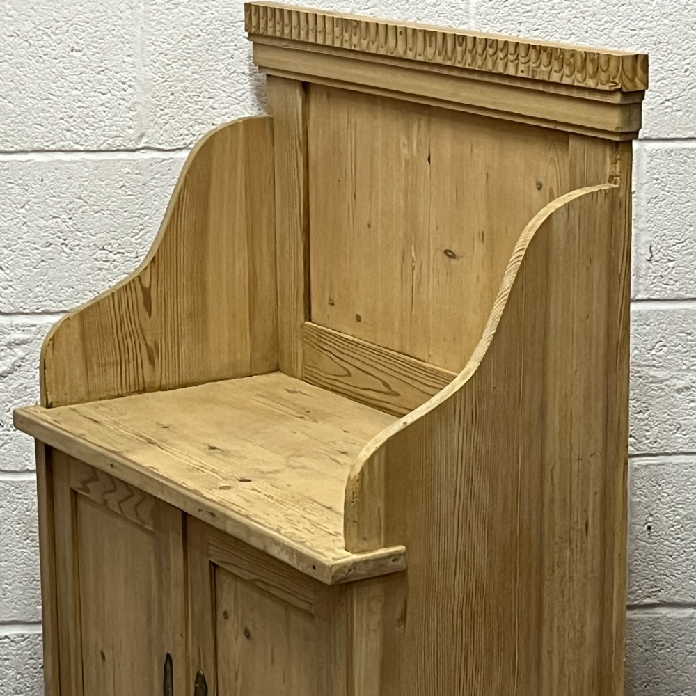 Small Antique Pine Shoe Bench Cupboard View IV