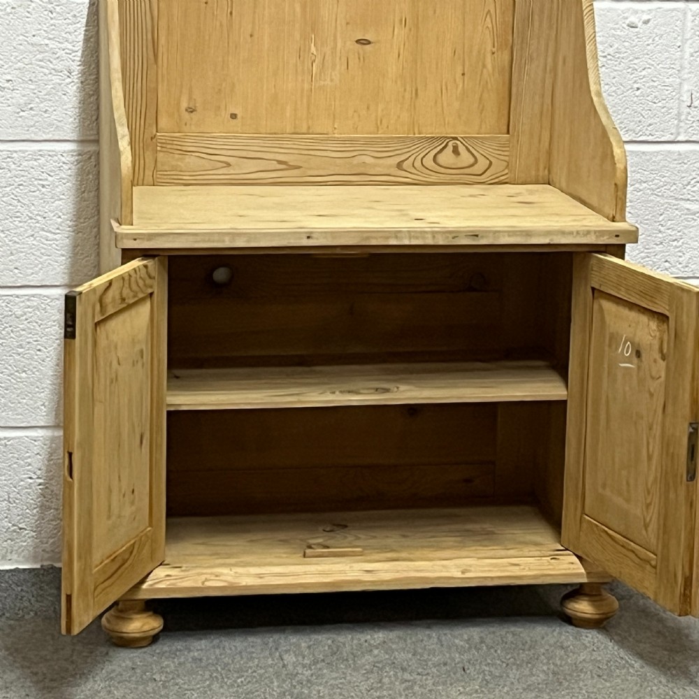 Small Antique Pine Shoe Bench Cupboard View VI