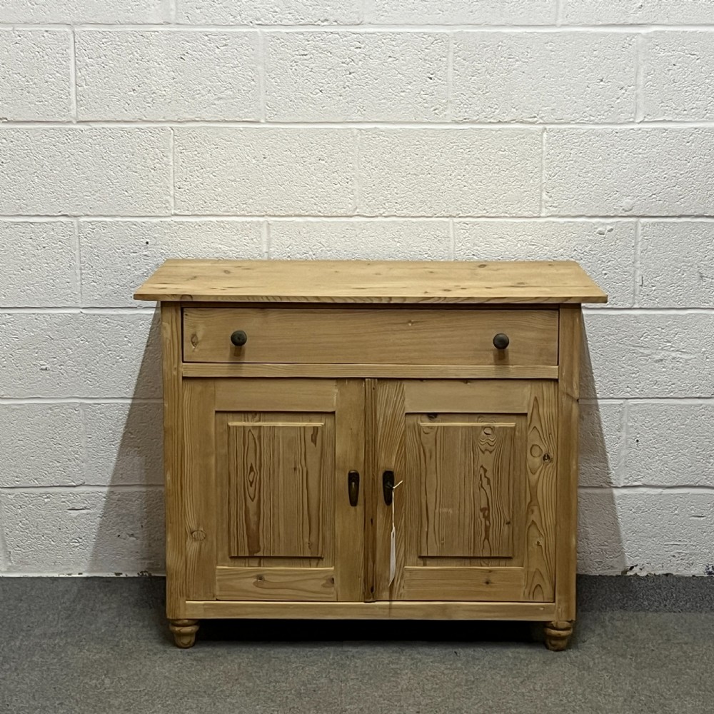 Small Antique Pine Cupboard 2 Door With Top Drawer