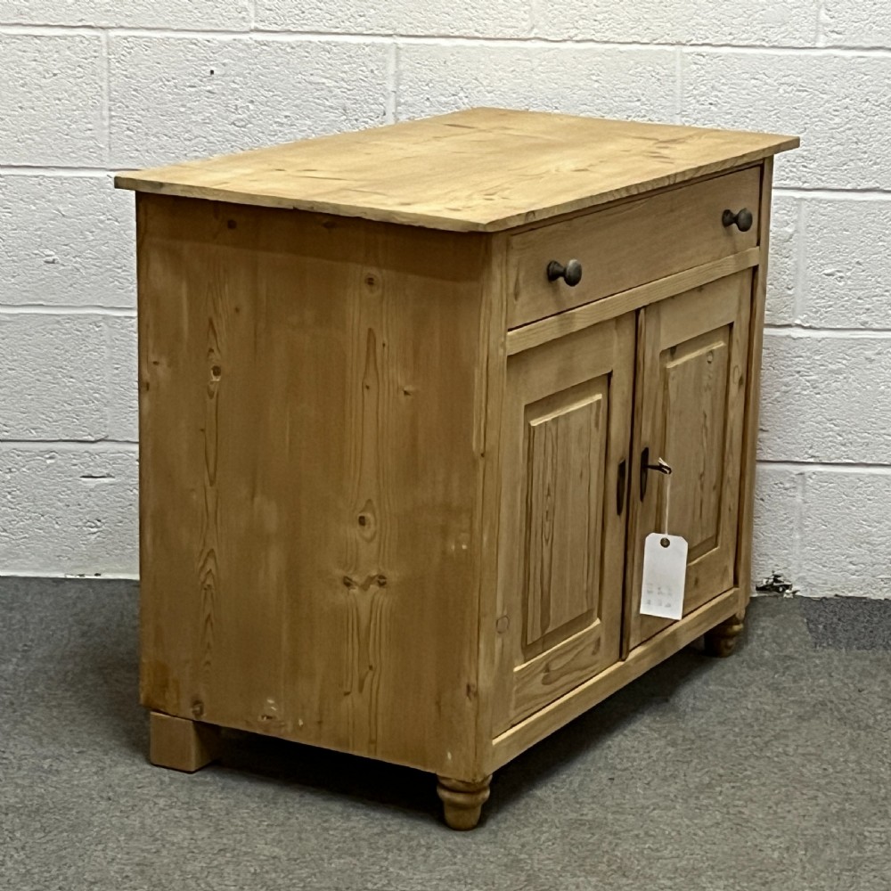 Small Antique Pine Cupboard 2 Door With Top Drawer View III
