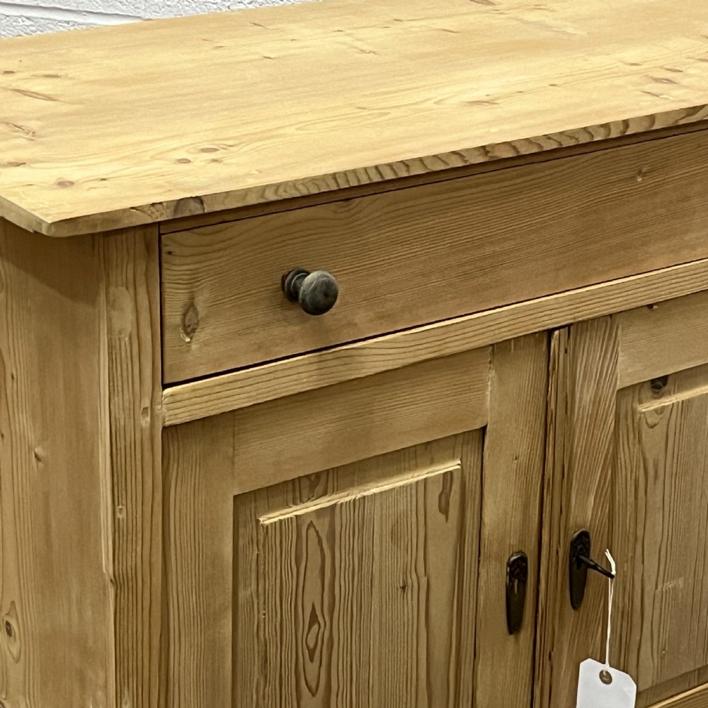 Small Antique Pine Cupboard 2 Door With Top Drawer View V