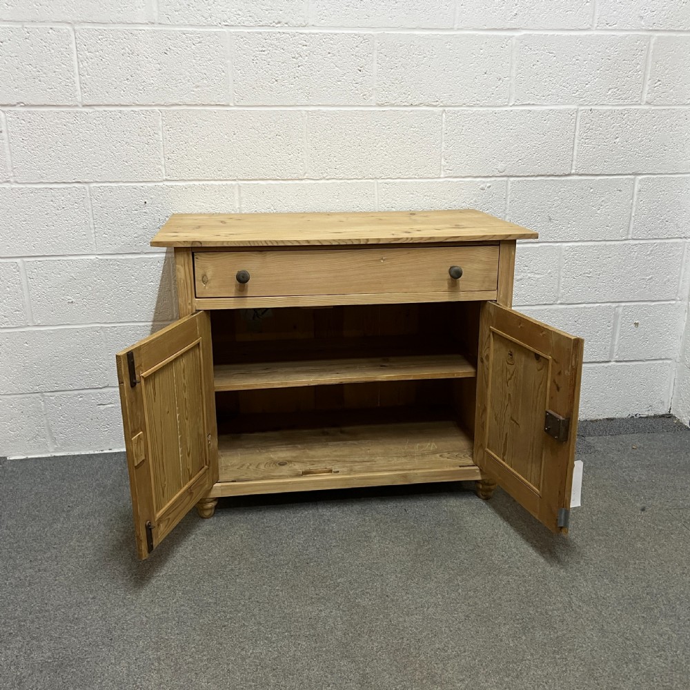 Small Antique Pine Cupboard 2 Door With Top Drawer View VI