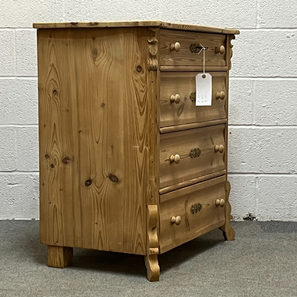 Small Antique Pine Chest of 4 Drawers View IV