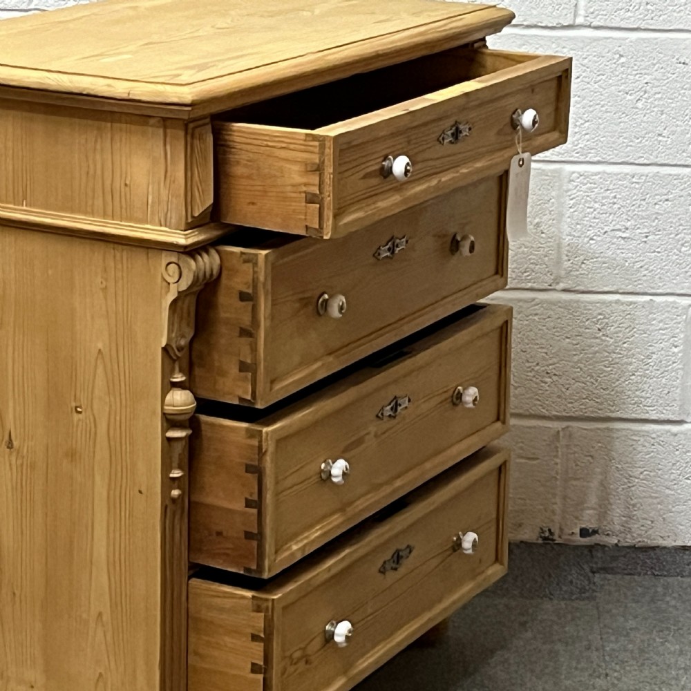 Antique Pine Chest Of Four Drawers View V