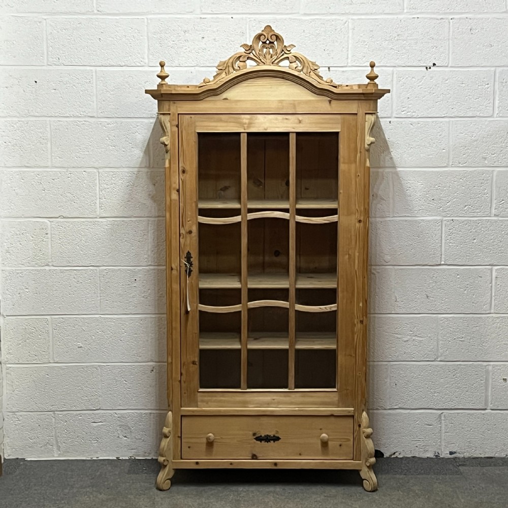 Large Decorative Antique Pine Display Cabinet
