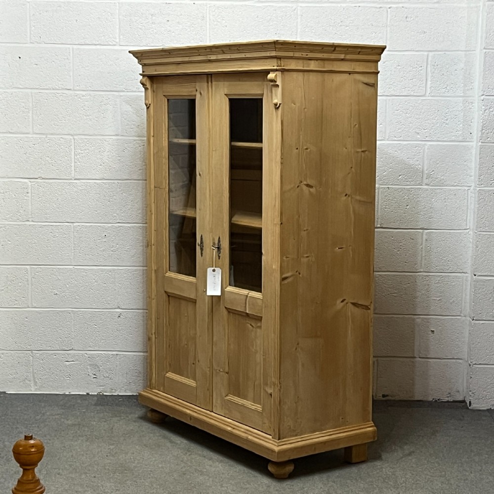 Large Glazed Antique Pine Display Cabinet View II