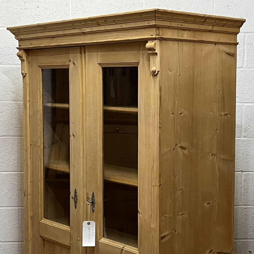 Large Glazed Antique Pine Display Cabinet View IV